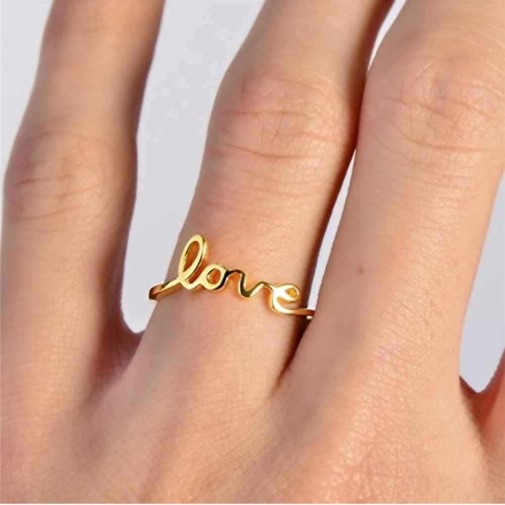 925 Love Inscription Letters Phrase Ring - Picture 8 of 10